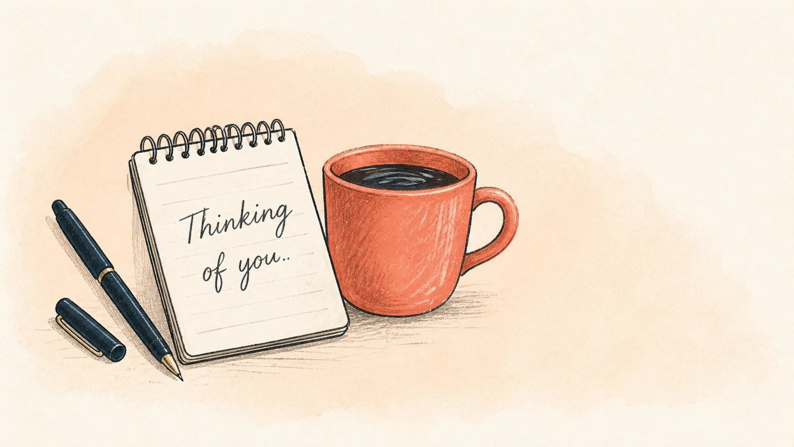 Notebook, pencil, tea and flowers